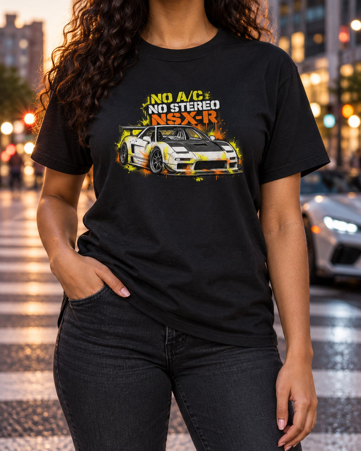Honda CRX EF8 Kammback Risograph Shirt, B16A 950 KG T-Shirt Black worn hero