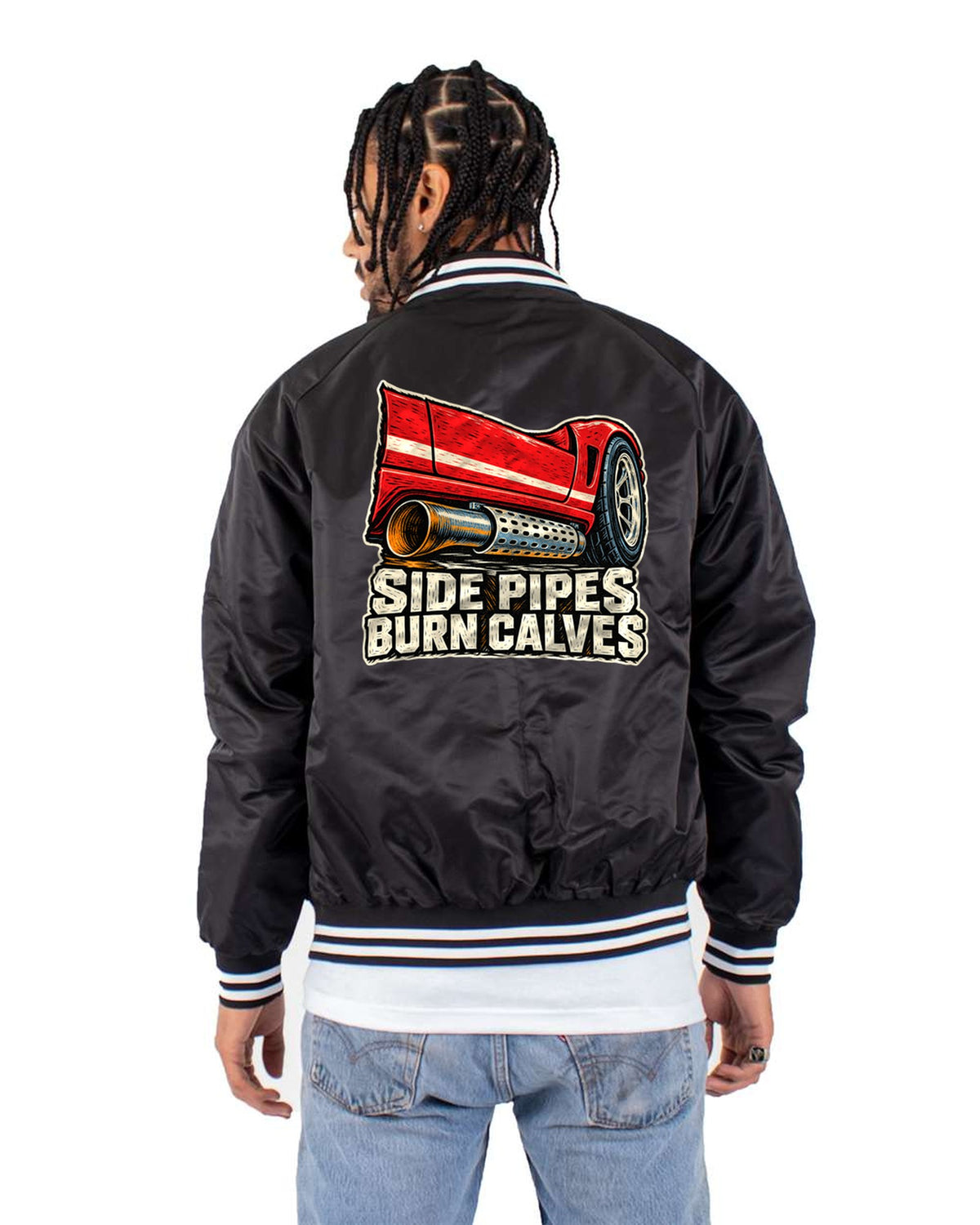 Dodge Viper RT/10 Side Pipe Linocut Shirt, Car Guy Tee Bomber Jacket Black back