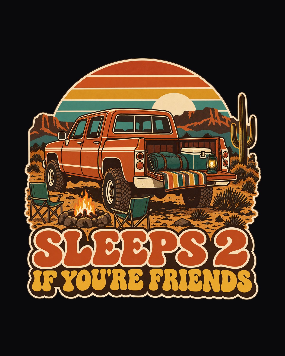 Jeep Gladiator JT Desert Camp 70s Retro Poster Shirt design only
