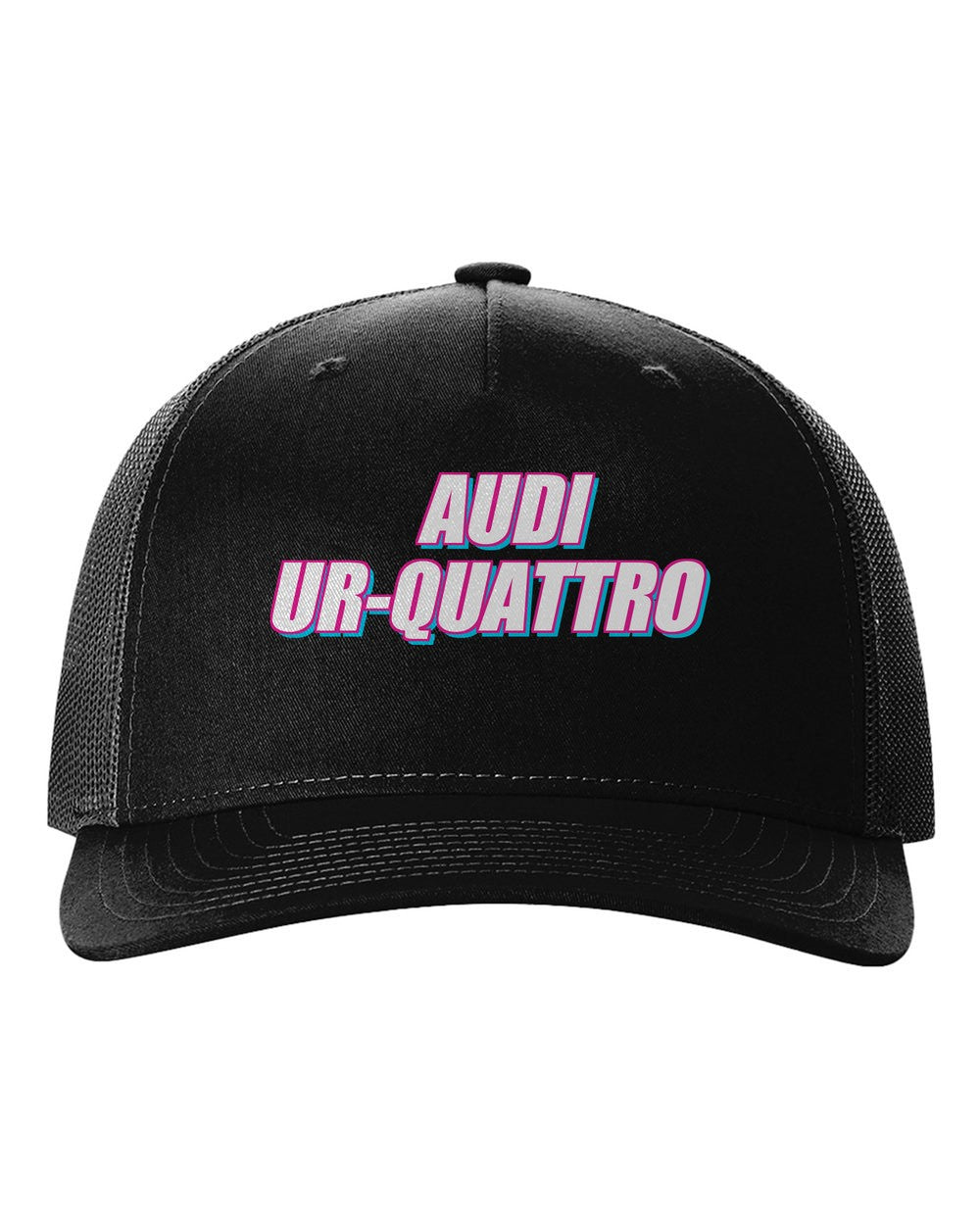 black hat front view with car name