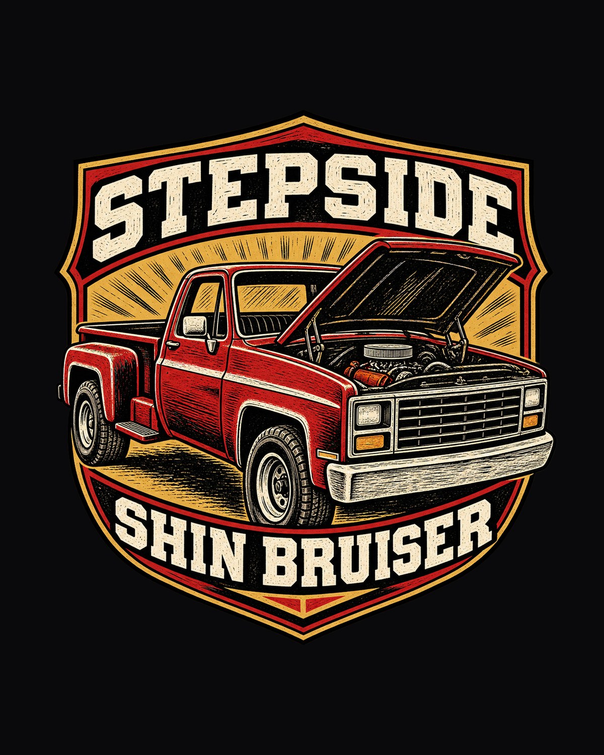 Chevrolet C10 Squarebody Stepside 1973-87 Linocut Shirt design only