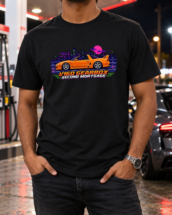 Toyota Supra JZA80 V160 Gearbox Second Mortgage Pixel Art Shirt T-Shirt Black worn hero