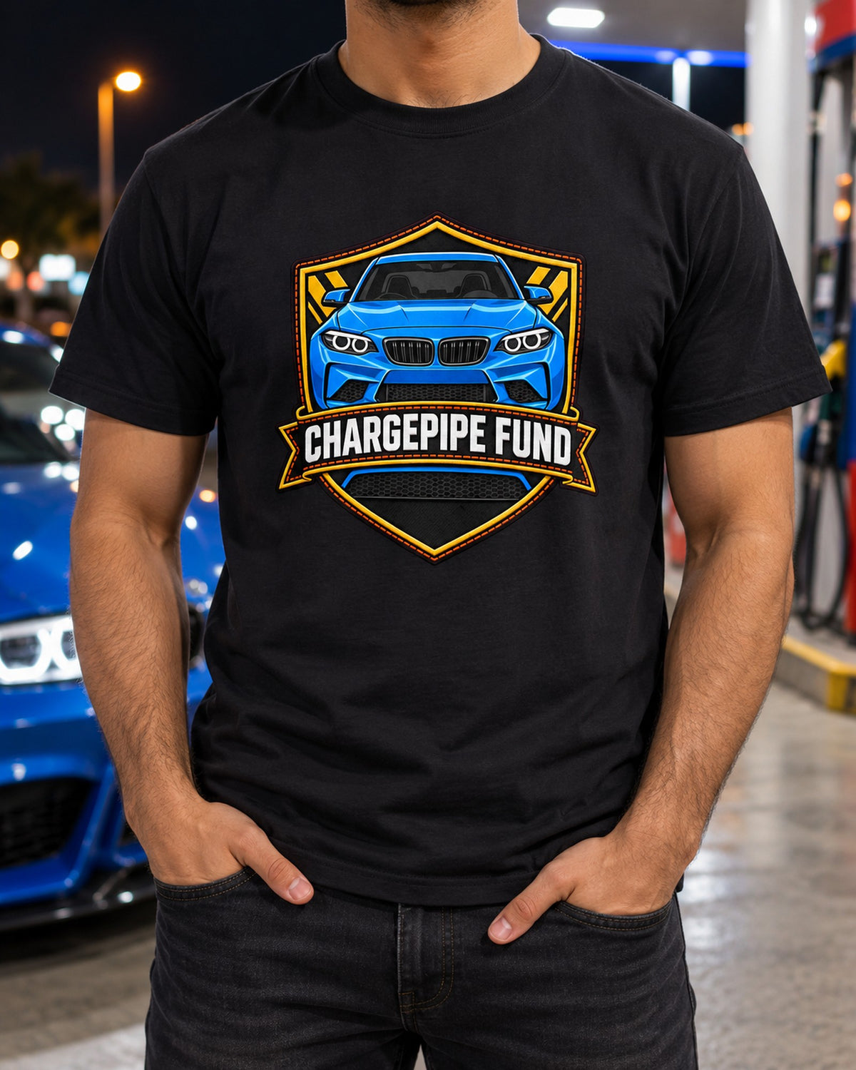 BMW M2 G87 Brake Duct Linocut Tee, 453 HP Manual Optional T-Shirt Black worn hero