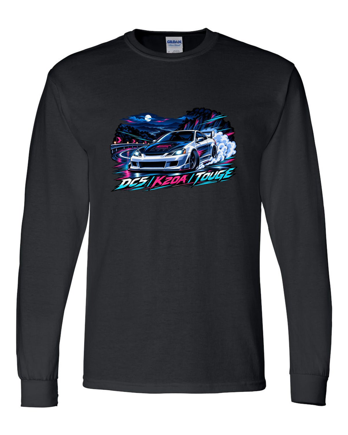 Crest layout print for the Honda Integra Type R DC5 with 6MT only text black long sleeve front view with the design