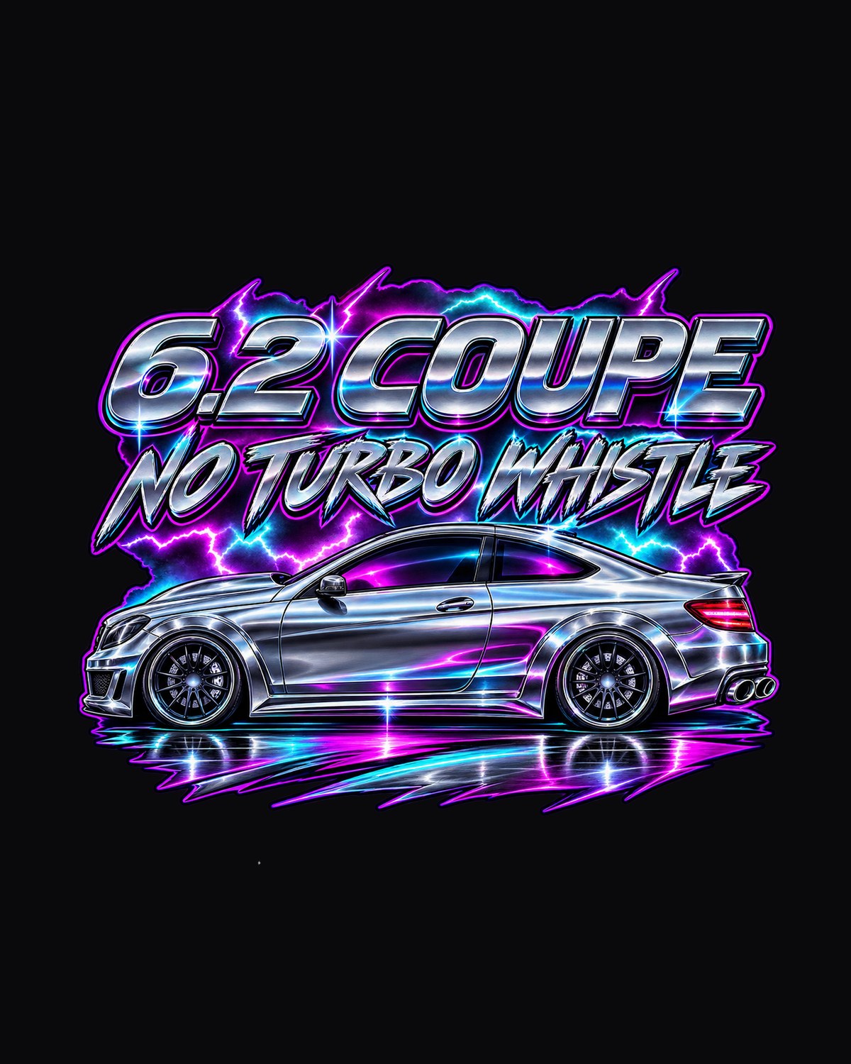 Mercedes C63 Coupe C204 80s Chrome Airbrush Shirt, 6.2 V8 design only