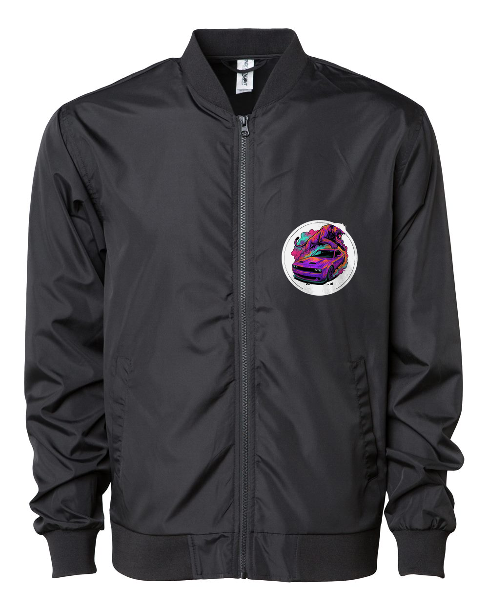 Dodge Challenger Hellcat Bomber Jacket — Black front emblem