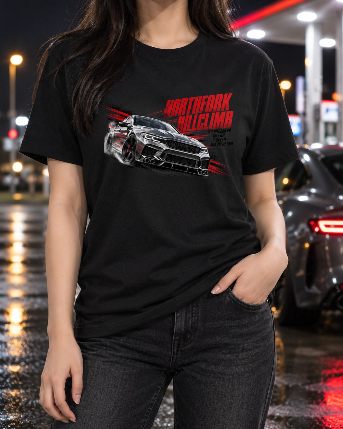 Mercedes W213 E63 S Sedan Hillclimb Race Poster Shirt, 4.0 Biturbo T-Shirt Black worn hero