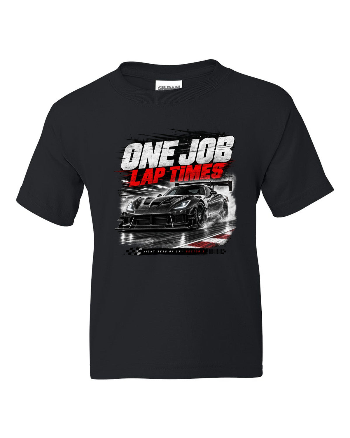 2016 Dodge Viper ACR Extreme VX I low front three-quarter race poster print black kids tee front view with the design
