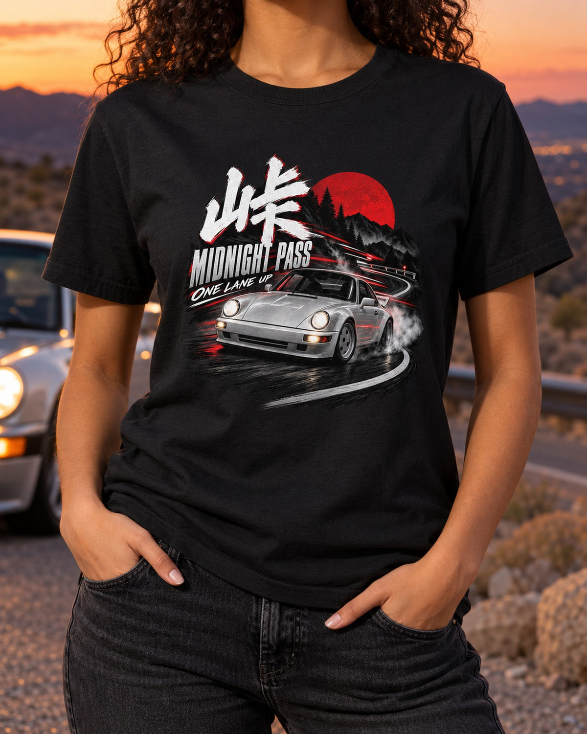 Porsche 911 Carrera 4 964 Midnight Pass Touge Shirt, Outlaw T-Shirt Black worn hero