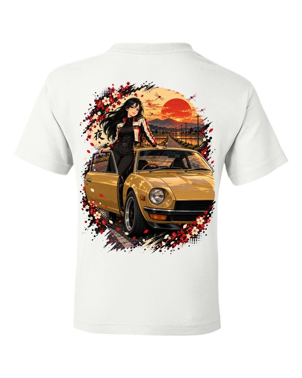 Datsun 240Z Anime Girl Kids Tee White back