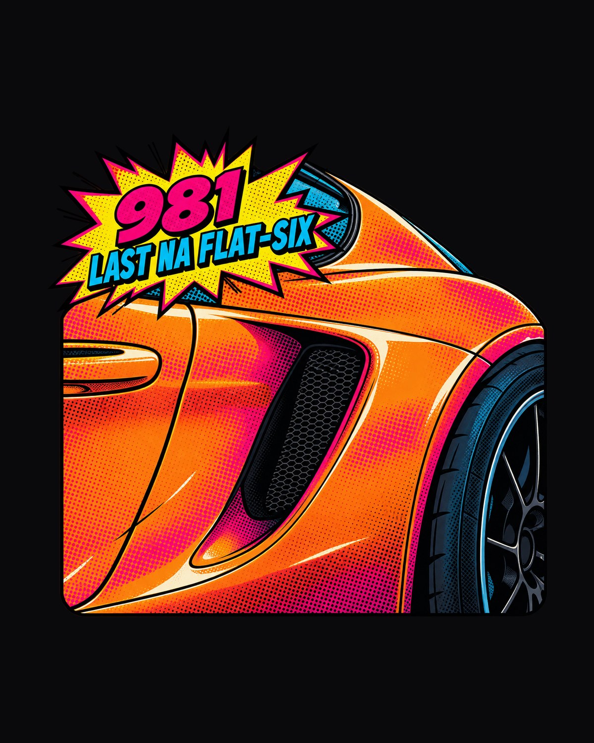 Porsche 981 Cayman GTS Pop-Art Shirt, Last NA Flat-Six design only