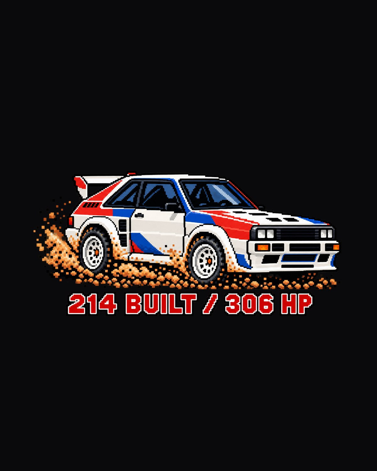 Audi Sport Quattro SWB 1984 Pixel Art Shirt, 214 Built design only