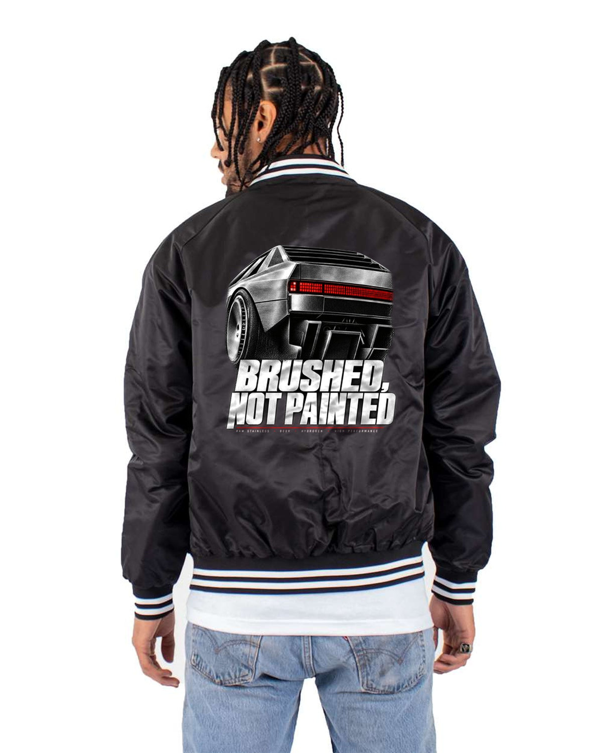 N Vision 74 Brushed Not Painted Tail Detail Tee, Hyundai Concept Bomber Jacket Black back