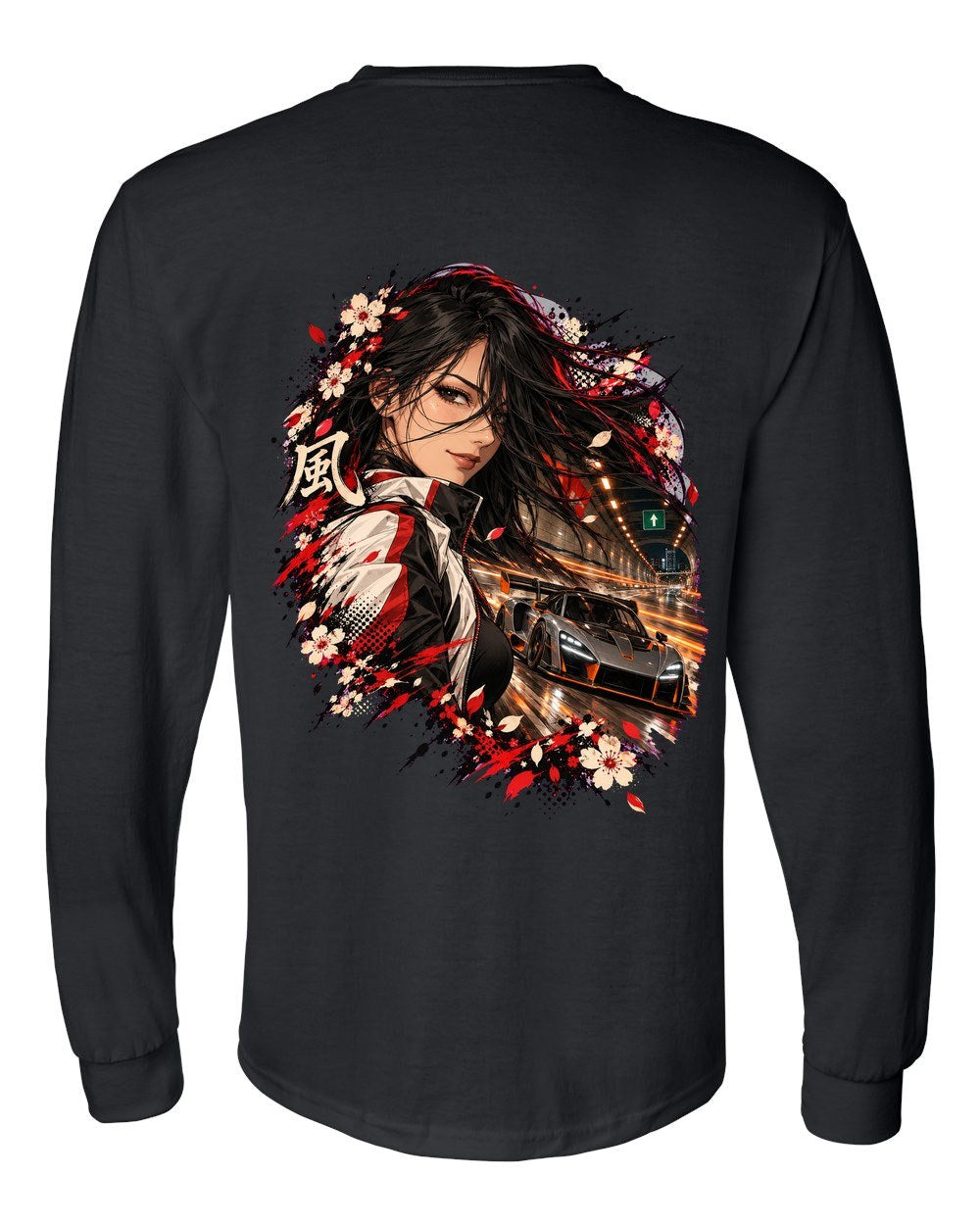 McLaren Senna Anime Girl Long Sleeve Black back