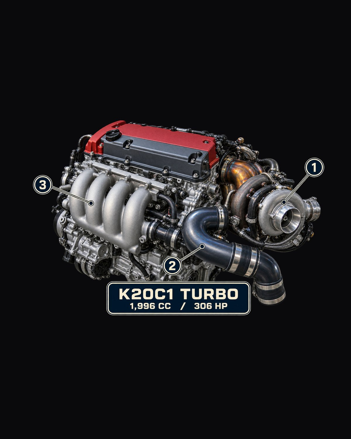 Honda Civic Type R FK8 K20C1 Engine Print Shirt, 306 HP Tee design only