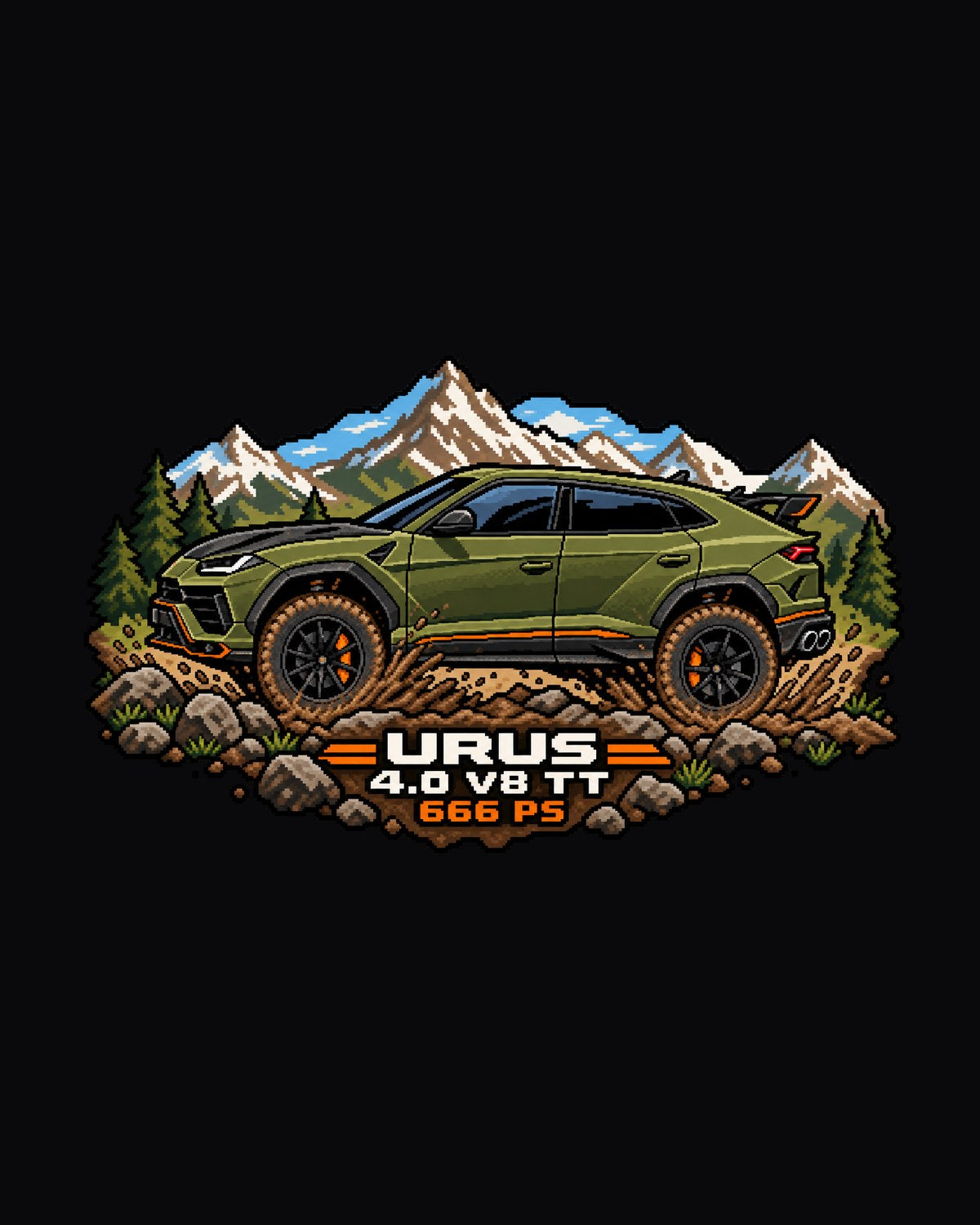 Lamborghini Urus Performante Pixel Art Mud Climb Tee design only