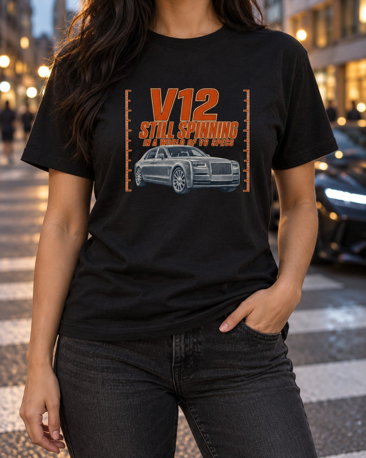 S680 Z223 Halftone Statement Tee, Maybach V12 Car Guy Shirt T-Shirt Black worn hero