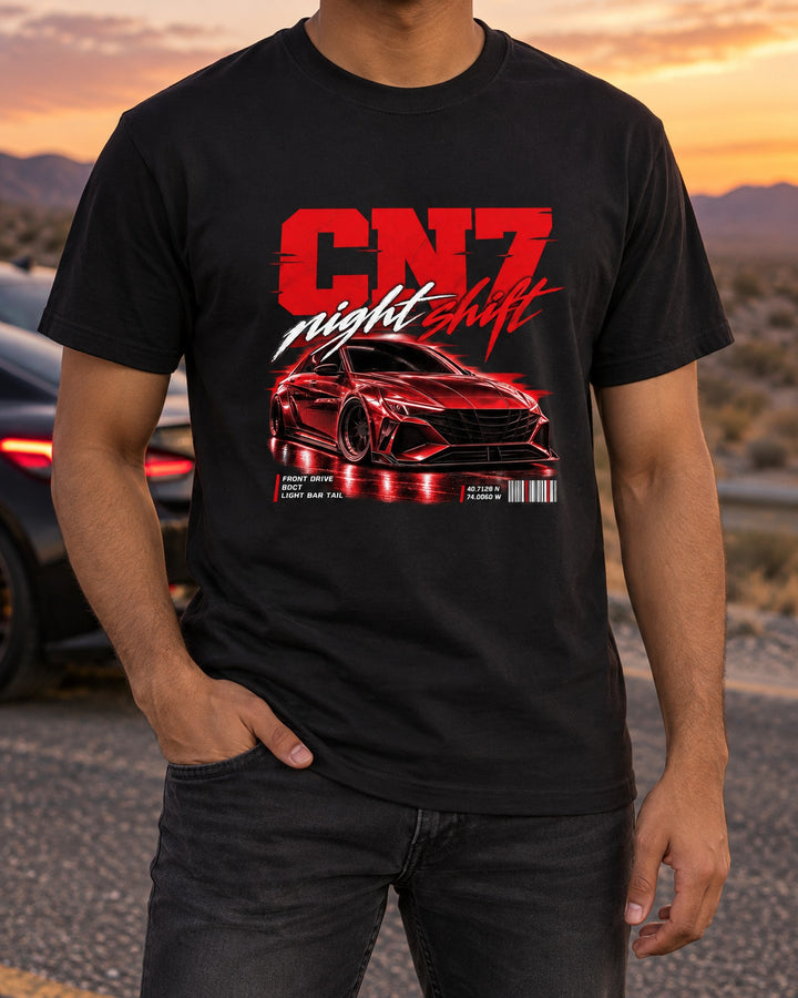 Hyundai Elantra N CN7 Street Poster Shirt, New York Night Shift T-Shirt Black worn hero