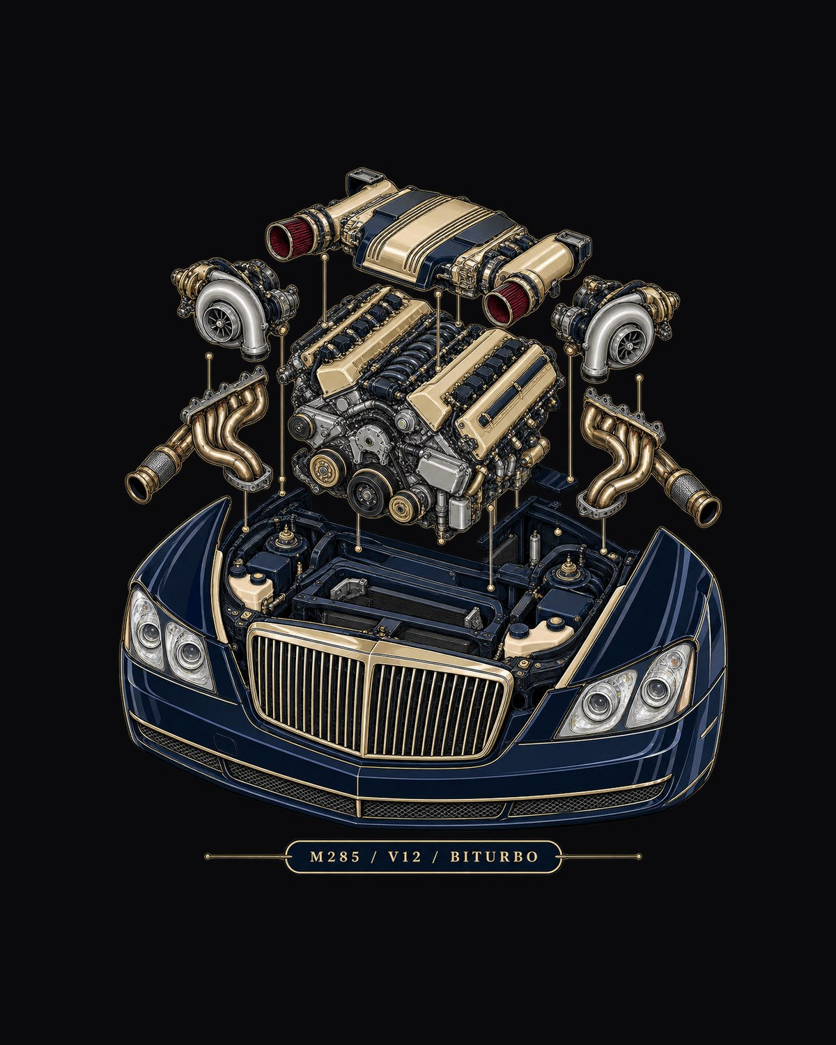 Maybach Exelero Vaporwave Rear Graphic Tee, Car Guy Shirt design only