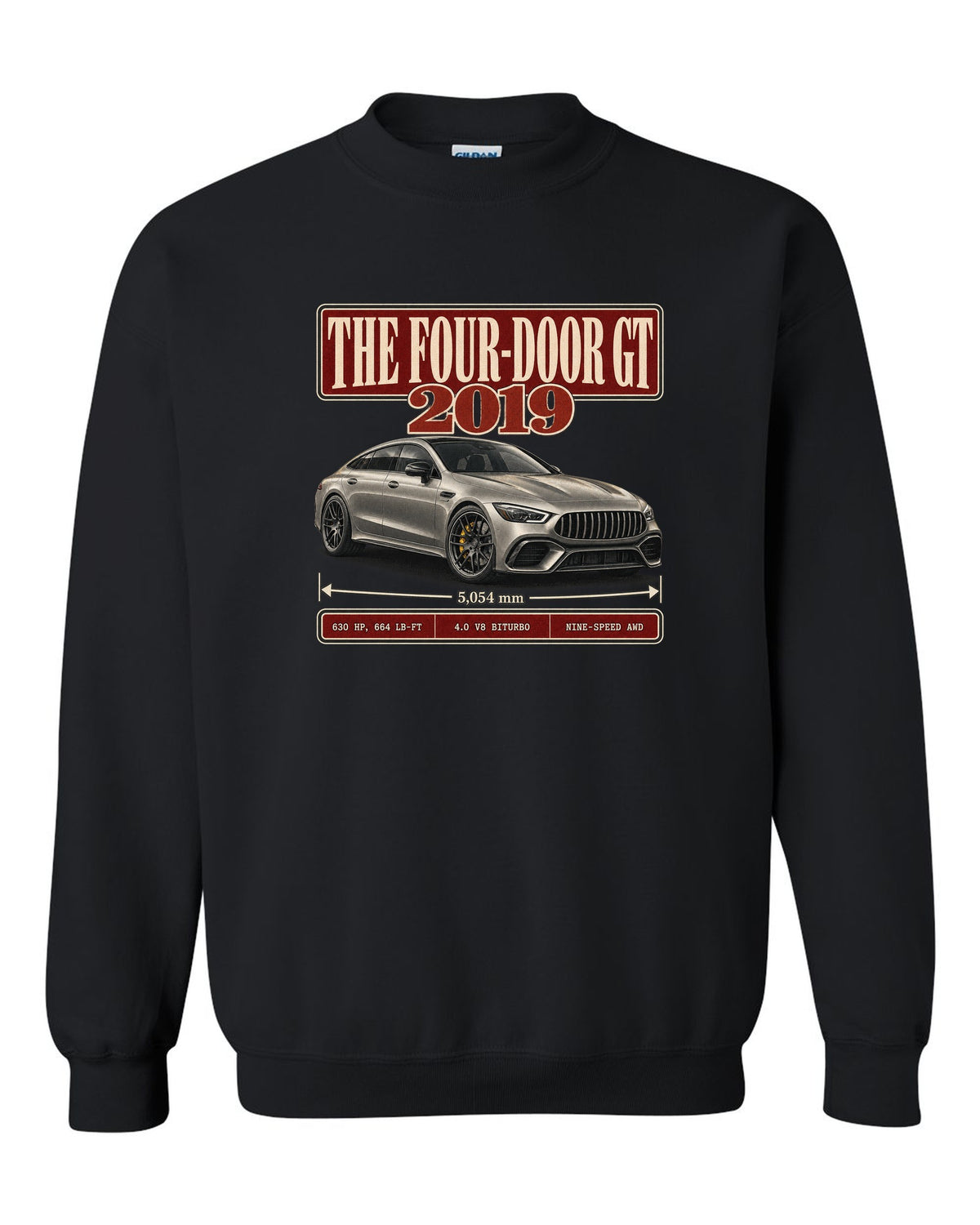 Mercedes-AMG GT 63 S 2019 archive panel design in warm silver-grey black crewneck front view with the design