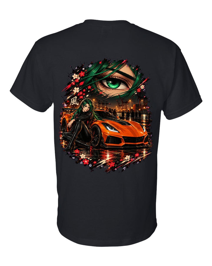 Chevrolet Corvette C7 ZR1 Anime Girl T-Shirt Black back