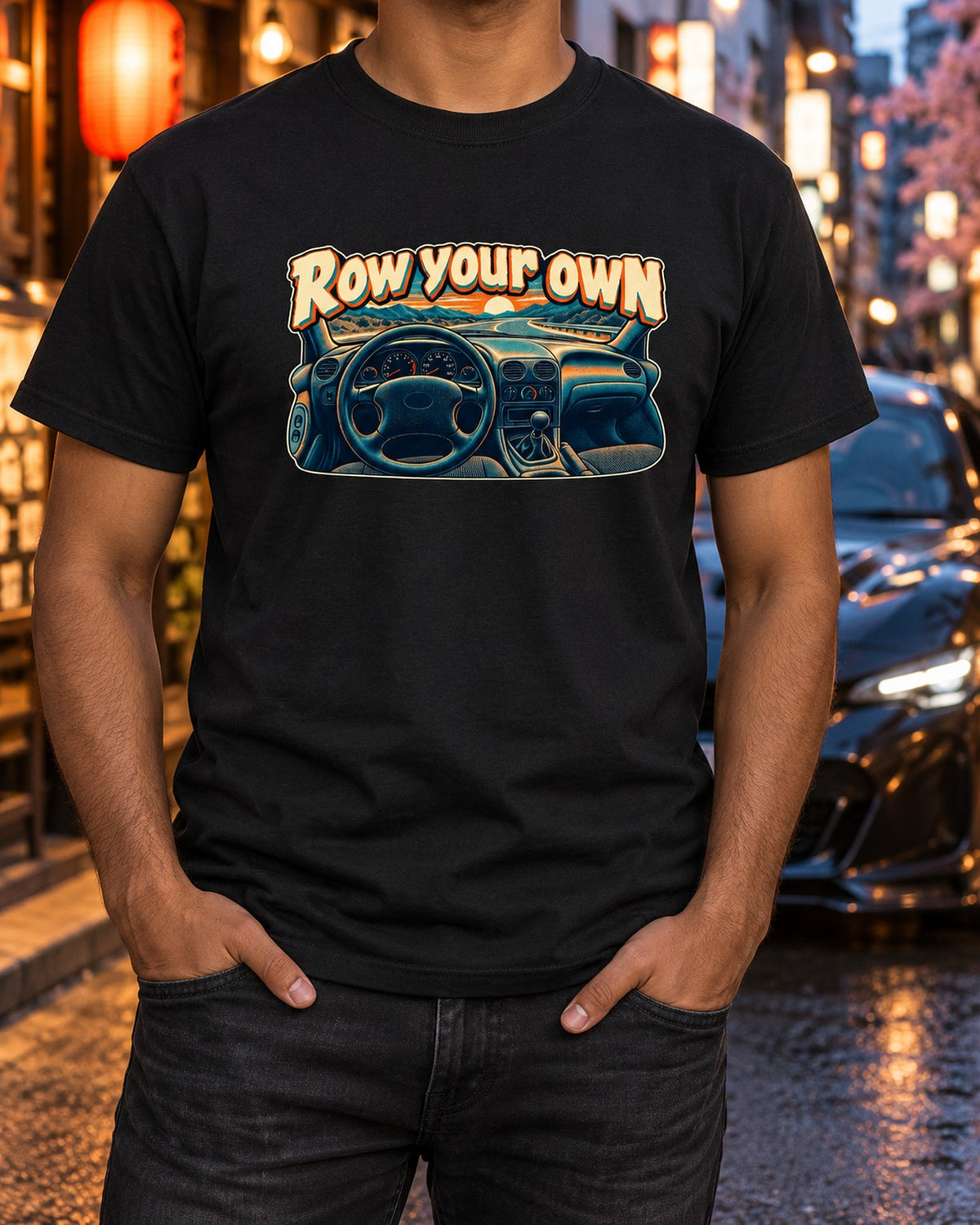 Ford Mustang SN95 Row Your Own Halftone Shirt, Manual Gift T-Shirt Black worn hero