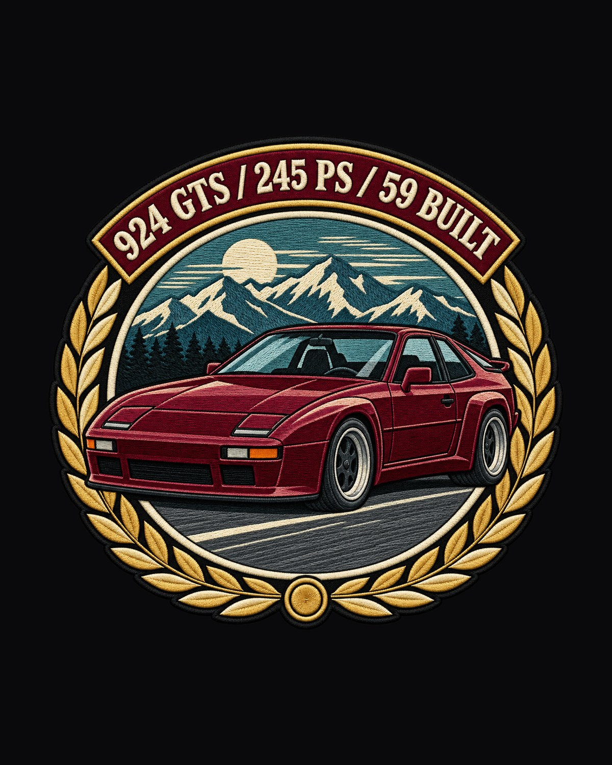 Porsche 924 GTS Hatchback Racing Crest Tee, 59 Built design only