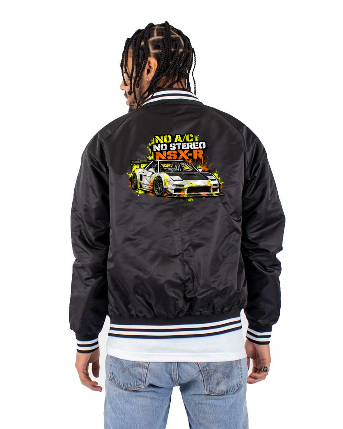 Honda CRX EF8 Kammback Risograph Shirt, B16A 950 KG Bomber Jacket Black back