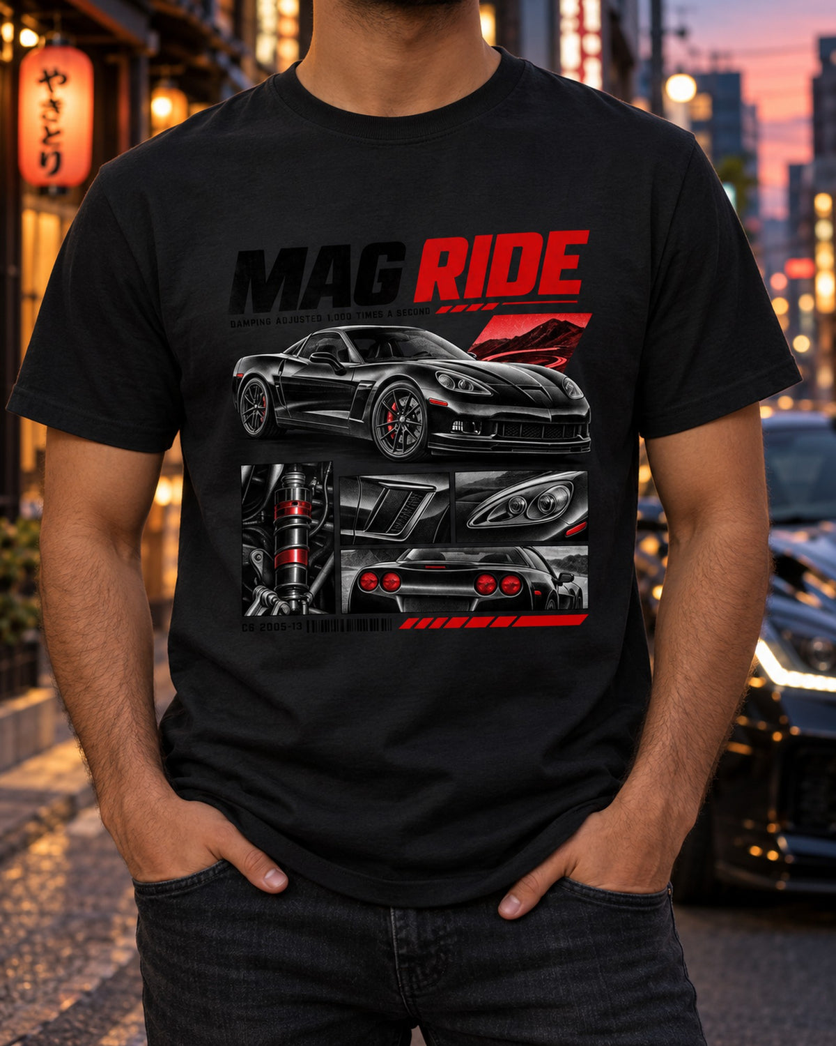 Corvette C6 2005-2013 Magnetic Ride Dossier Graphic Shirt T-Shirt Black worn hero