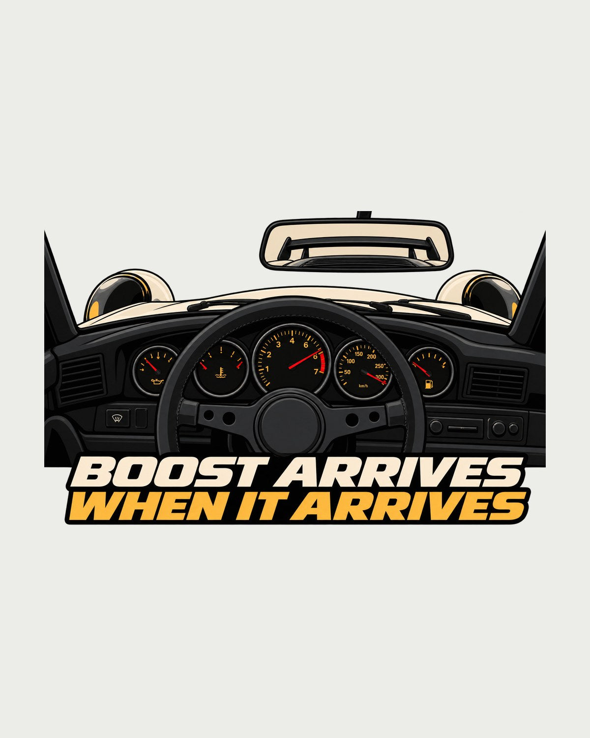 Porsche 911 Turbo 964 Gauge Cockpit Tee, Boost Lag Joke design only