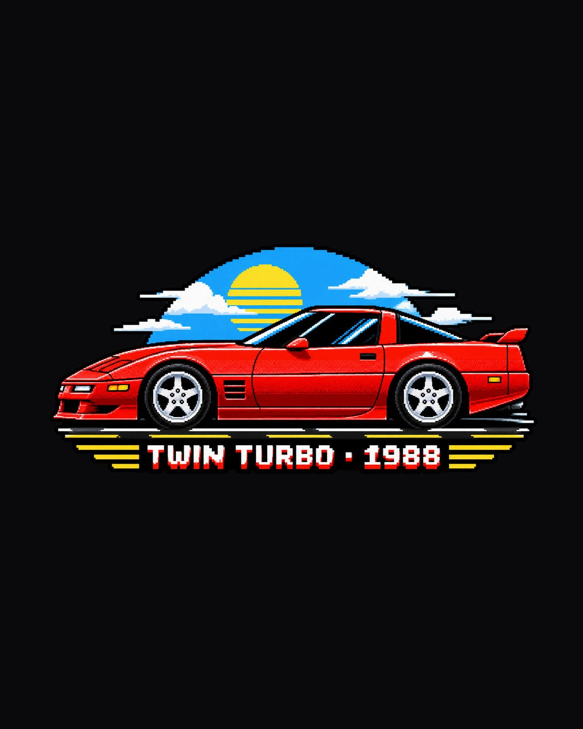 Corvette C4 Twin Turbo 1988 Sledgehammer 16-Bit Pixel Art Tee design only