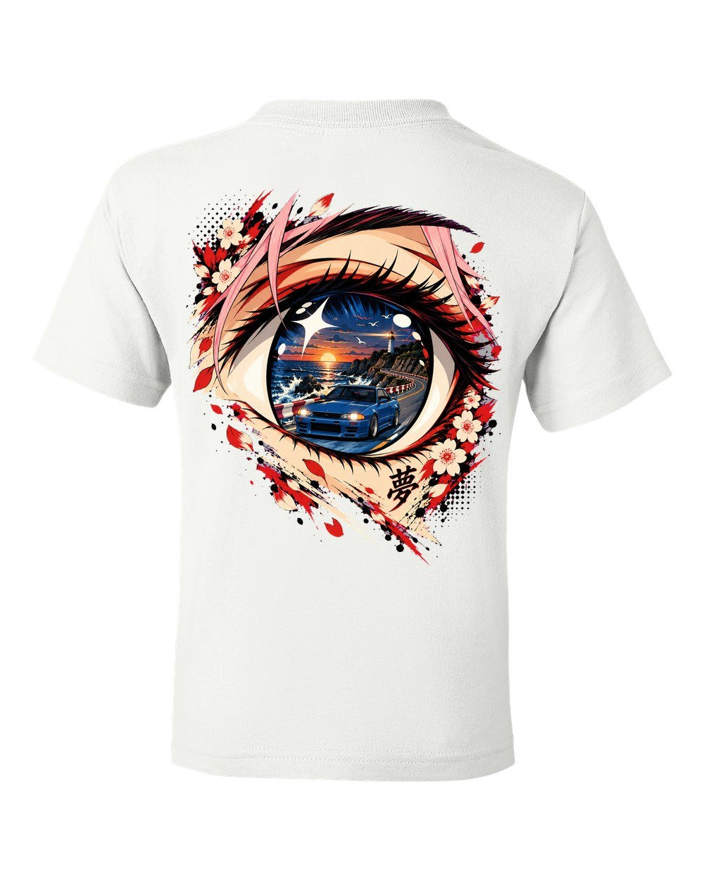Subaru BRZ Anime Girl Kids Tee White back