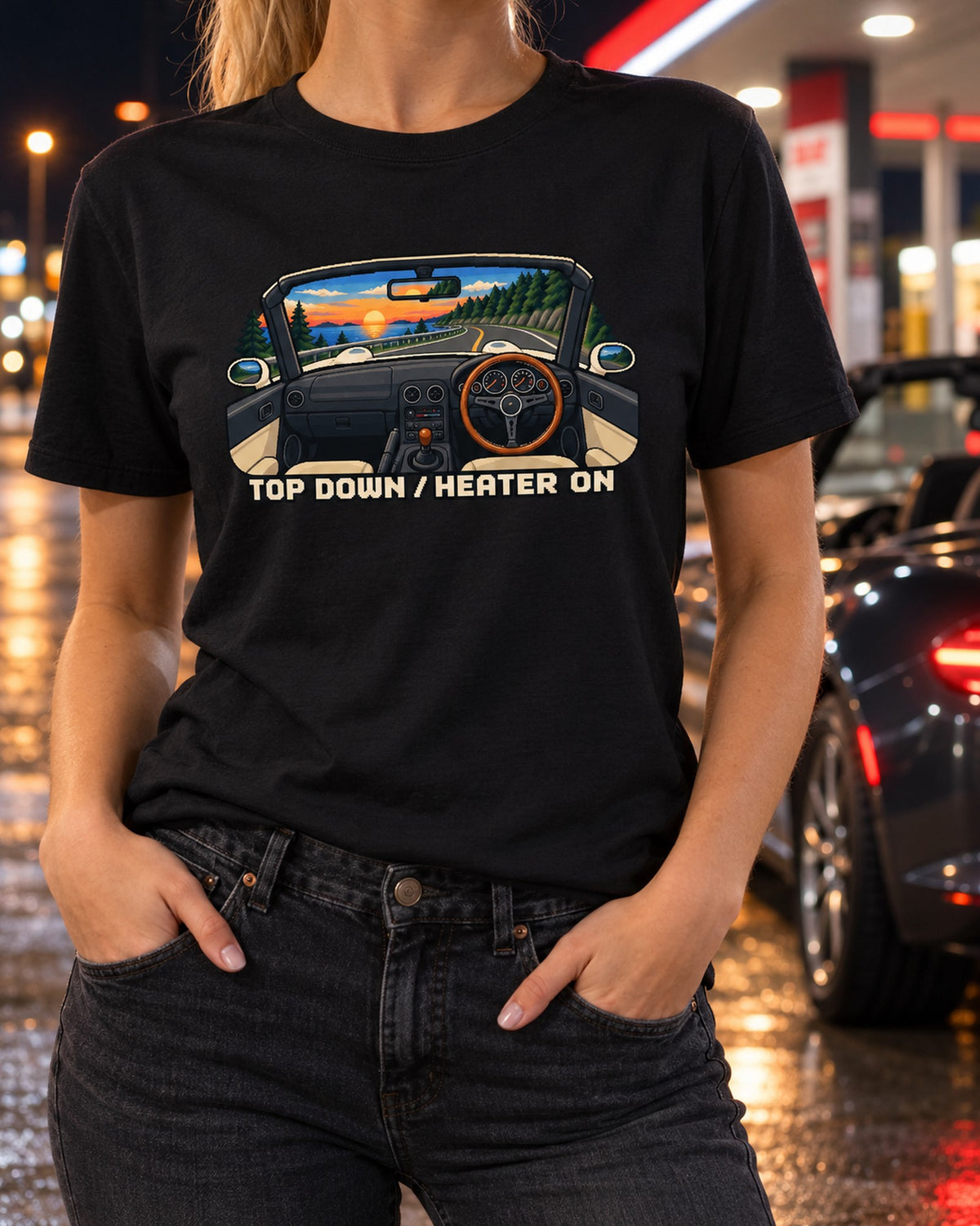 Mazda RX-7 FD3S 90s Anime Night Shirt, Rotary Car Guy Gift T-Shirt Black worn hero