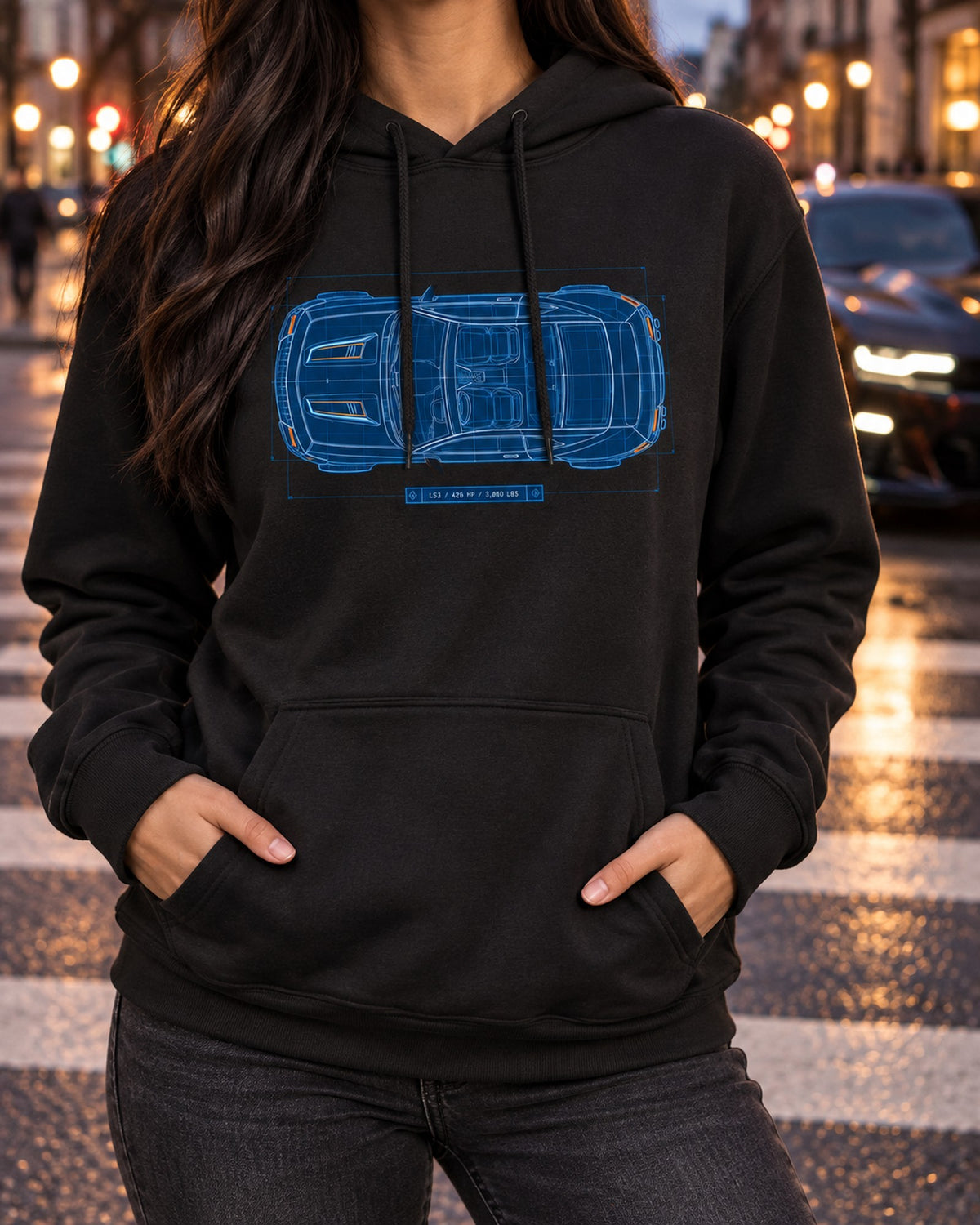2010 Camaro SS Zeta Blueprint Top View Shirt, LS3 Car Tee Pull Over Hoodie Black worn hero