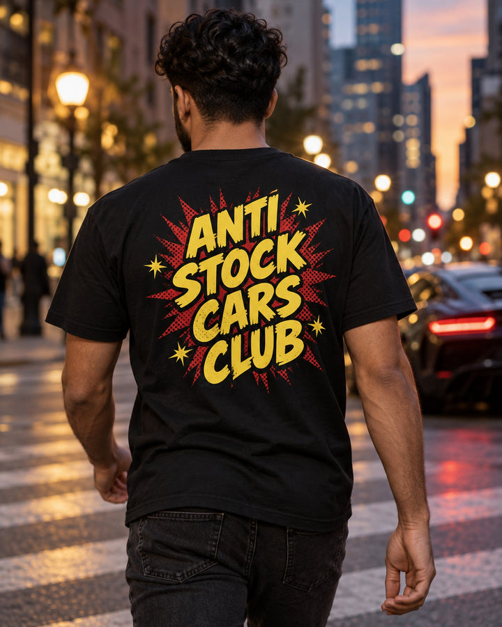 Anti Stock Cars Club Comic Pop Art Shirt, Hoodie & More T-Shirt Black worn hero