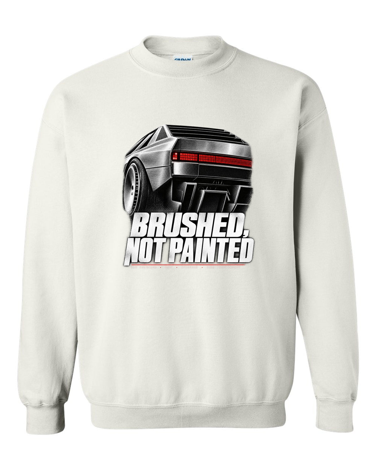 Hyundai N Vision 74 rear three-quarter macro print of pixel taillights white crewneck front view with the design