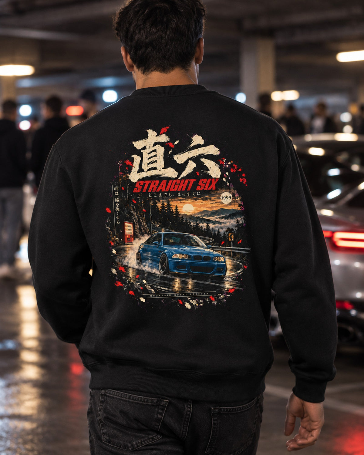 BMW M3 E46 Straight Six Shirt, Hoodie & More Crewneck Black worn hero