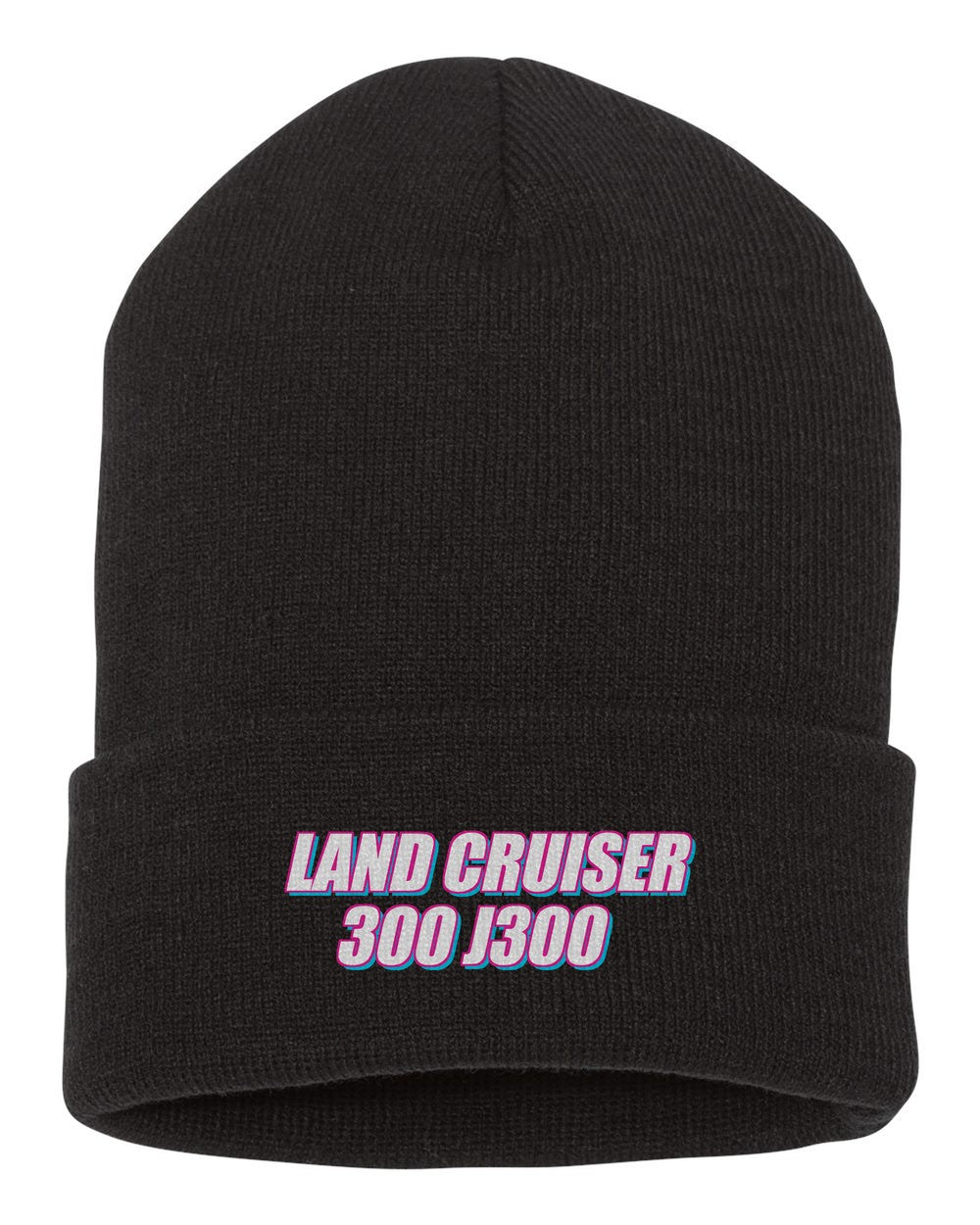 Land Cruiser 300 J300 black beanie front view with car name