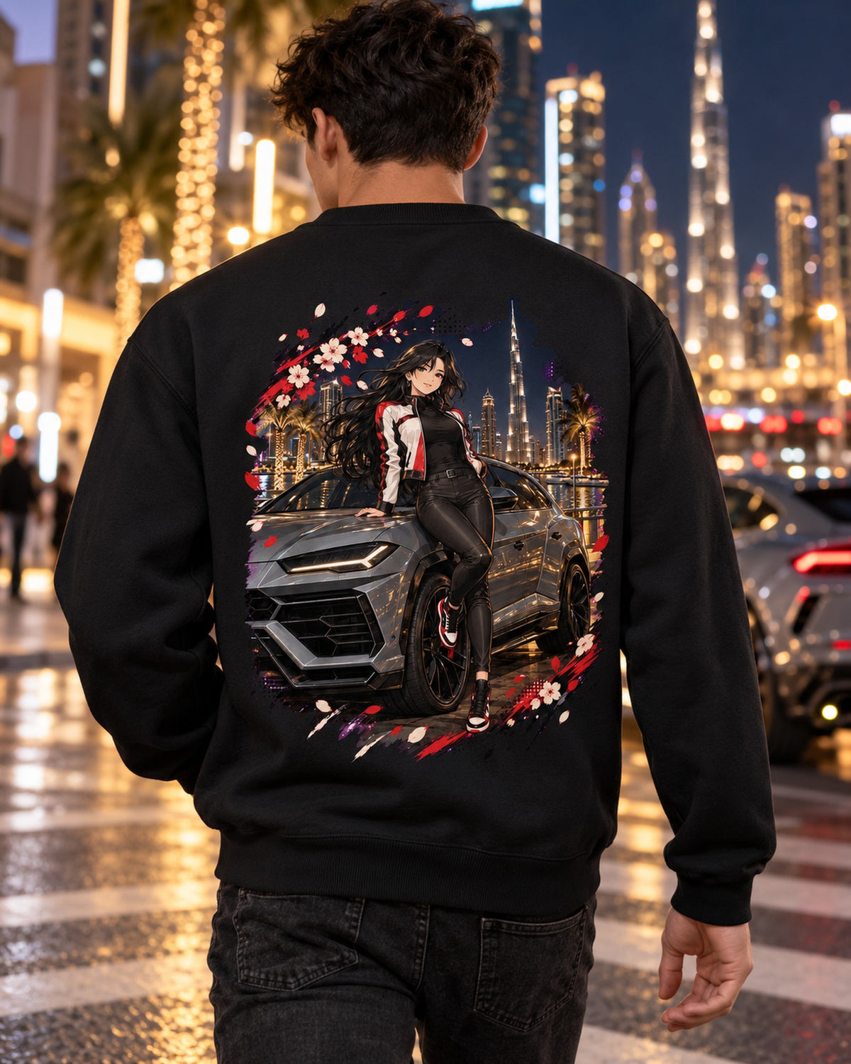 Lamborghini Urus Anime Girl Shirt, Hoodie & More Crewneck Black worn hero