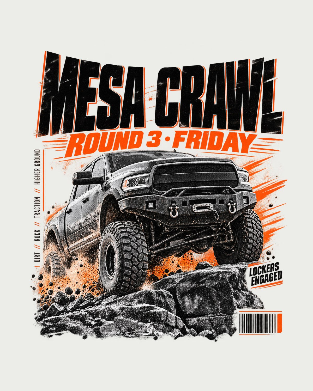 Ram Power Wagon Mesa Crawl Race Poster Tee, Lockers Engaged design only