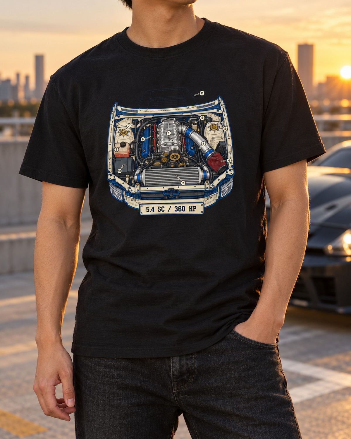 Ford F-150 SVT Lightning 1999-2004 Patent Drawing Tee T-Shirt Black worn hero