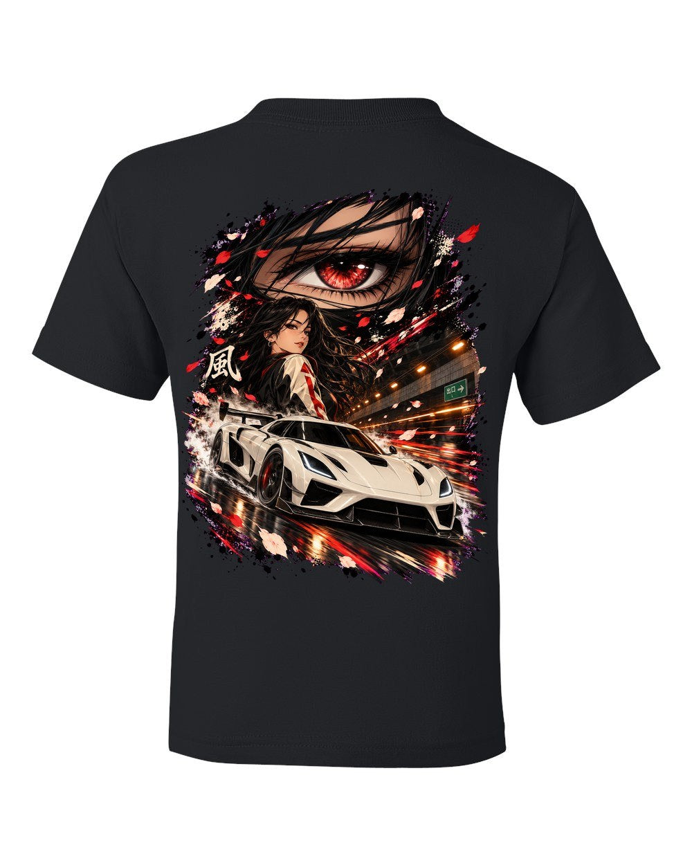 Koenigsegg Jesko Anime Girl Kids Tee Black back
