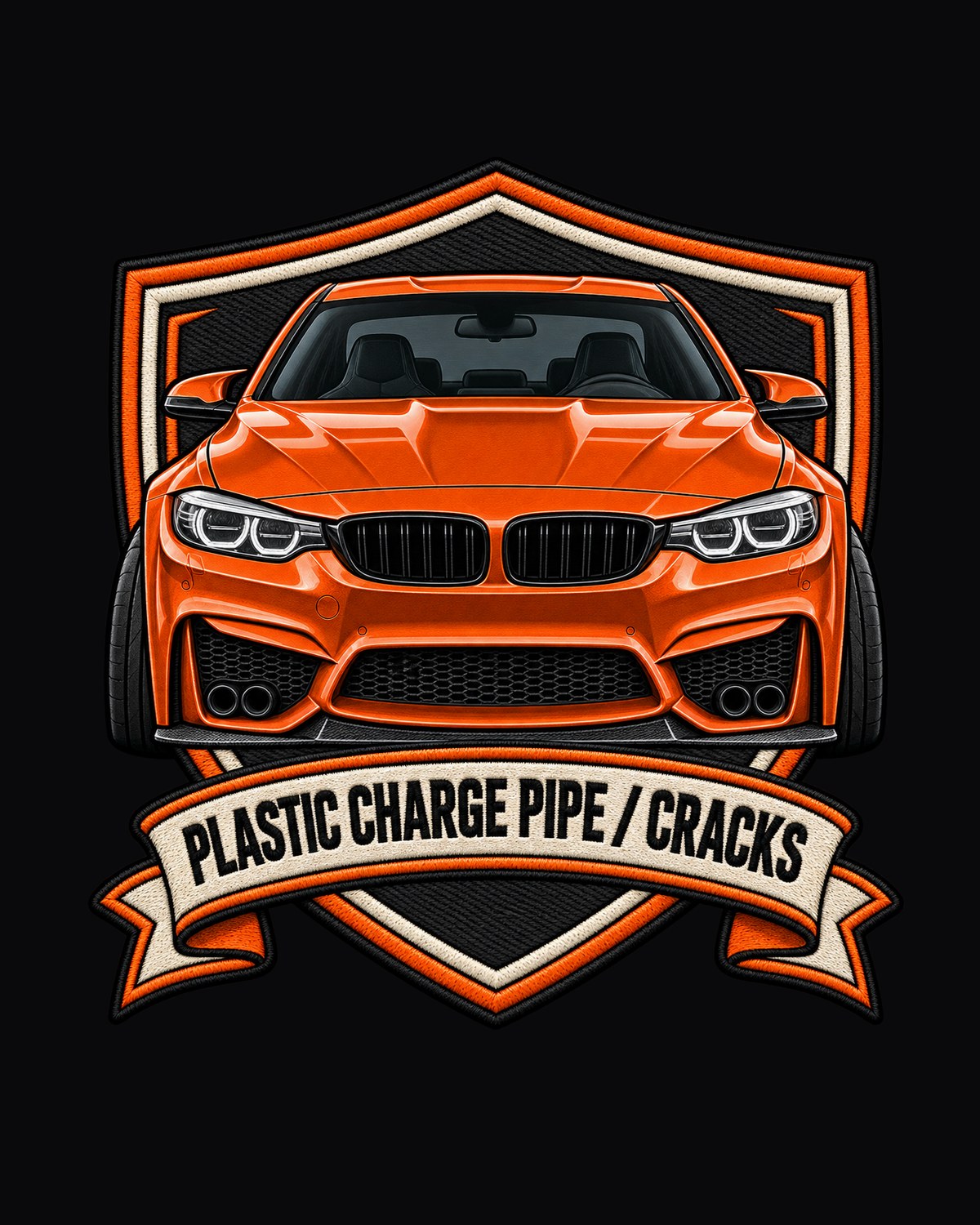 BMW F80 M3 Varsity Crest Tee, Plastic Charge Pipe Joke design only