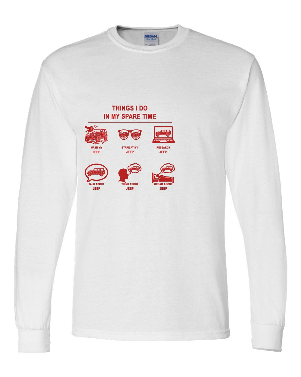 Jeep Things I Do Long Sleeve White front