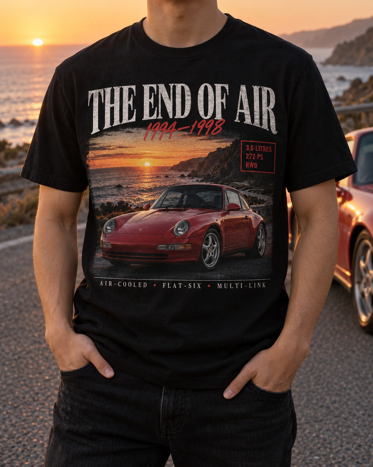 Porsche 911 Carrera 993 The End Of Air Archive Panel Shirt T-Shirt Black worn hero