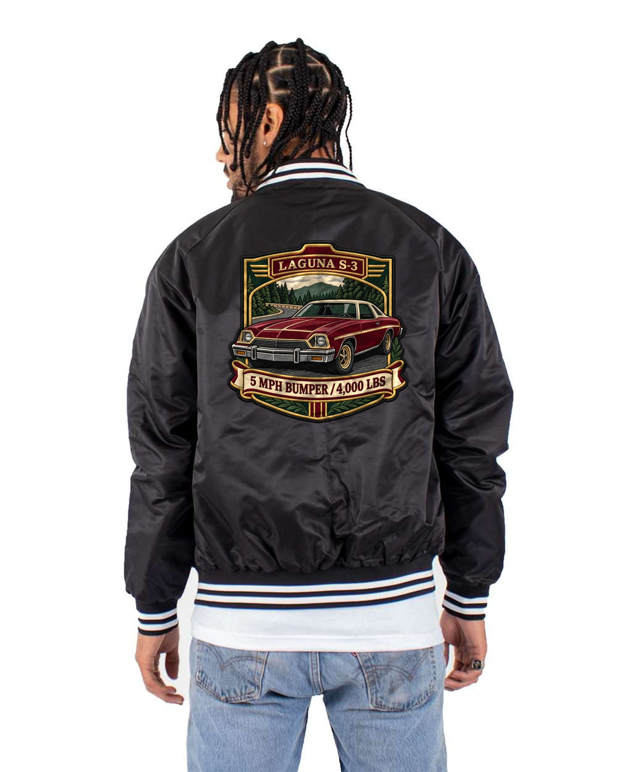 Chevrolet Chevelle Laguna S-3 1973 Patch-Style Crest Shirt Bomber Jacket Black back
