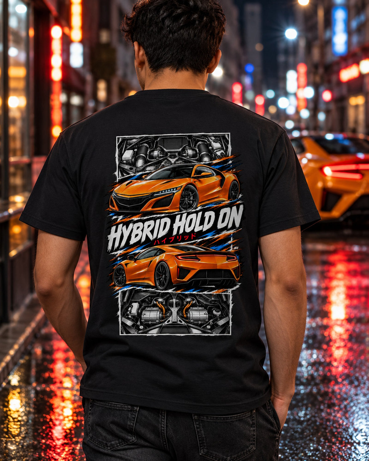 Acura NSX Nc1 Torn Poster Full-Back Graphic Tee T-Shirt Black worn hero