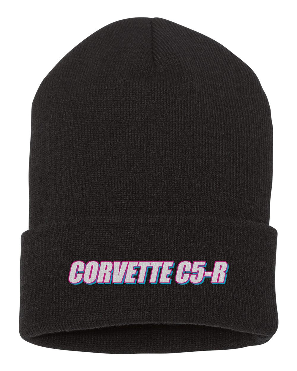 Corvette C5-R black beanie front view with car name