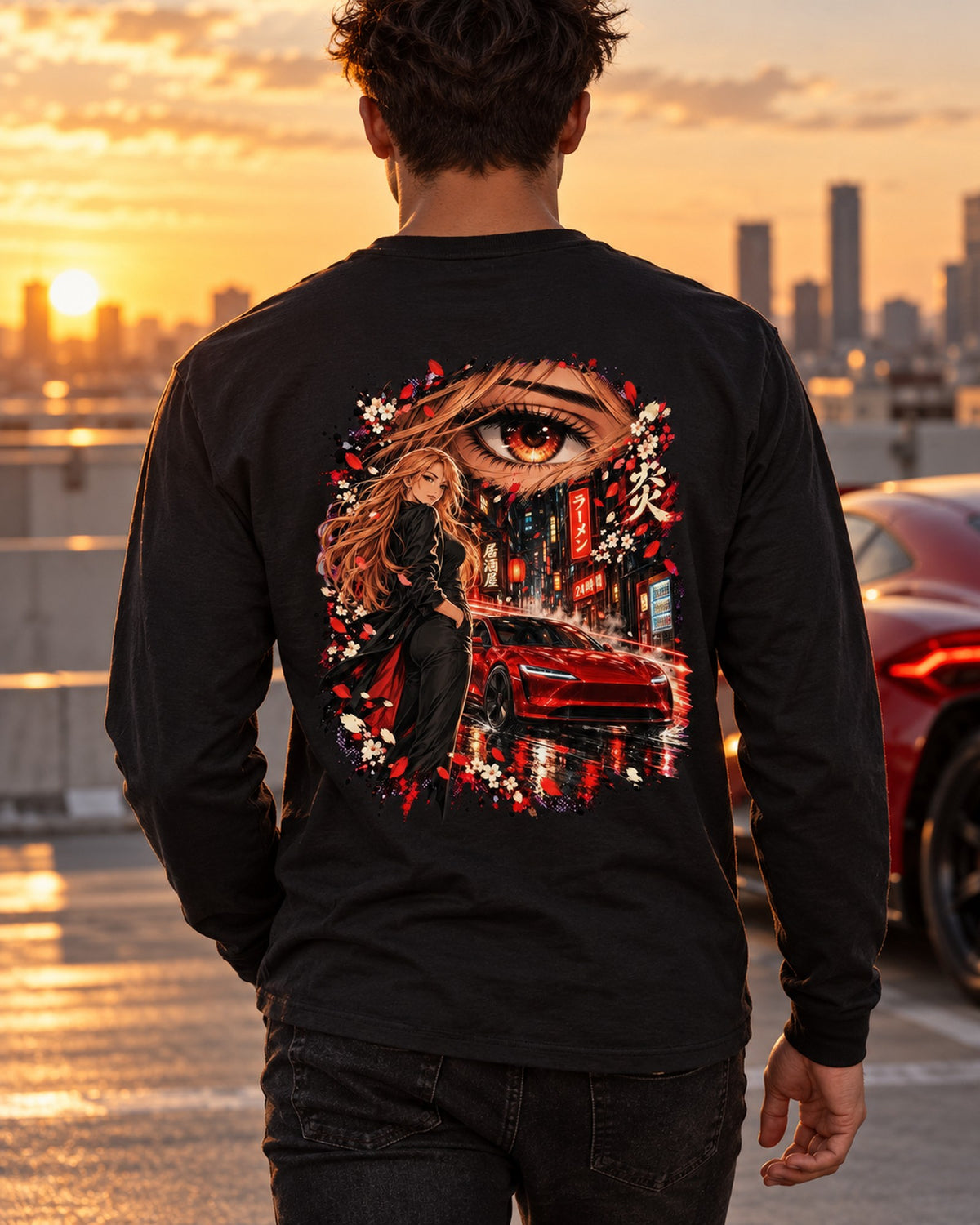 Tesla Model 3 Highland Anime Girl Shirt, Hoodie & More Long Sleeve Black worn hero