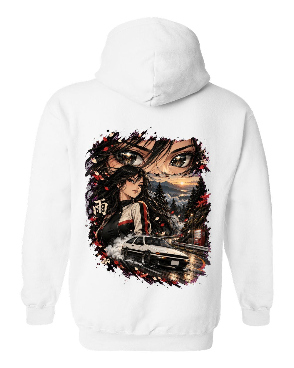 Toyota AE86 Anime Girl Pull Over Hoodie White back